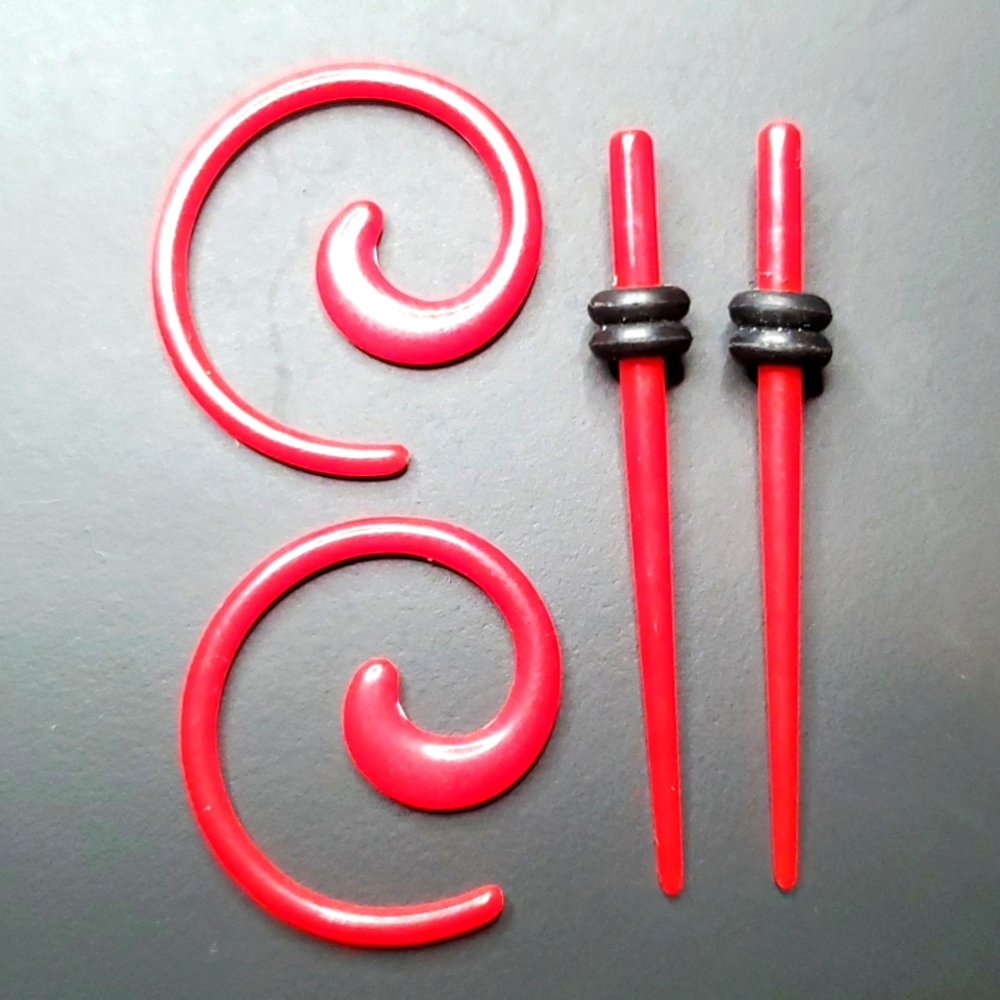 Red Tapers 2 pair body piercing 1.6mm = 14 gauge